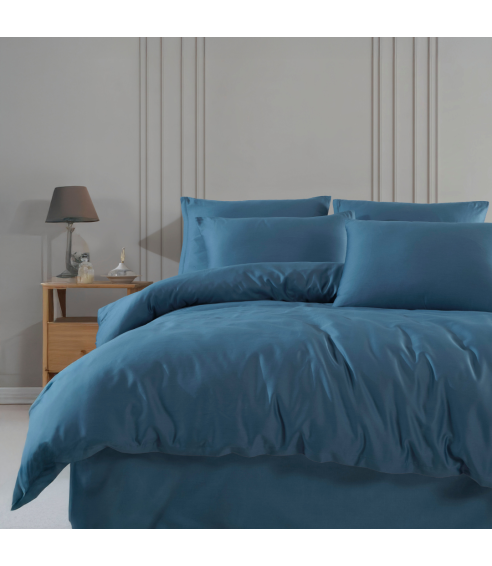 Premium satiinist voodipesu komplekt "Blue stone". Satiinist voodipesu