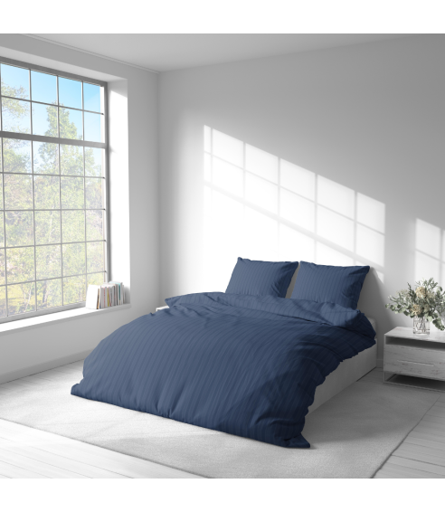 Premium satiinist voodipesu komplekt "Blue Stripe Satin“. Satiinist voodipesu