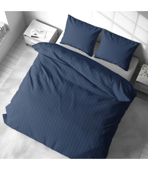 Premium satiinist voodipesu komplekt "Blue Stripe Satin“. Satiinist voodipesu