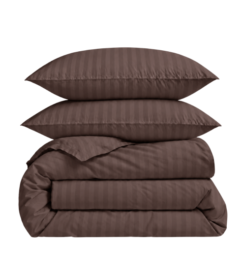 Premium satiinist voodipesu komplekt "Brown Stripe Sateen". Satiinist voodipesu