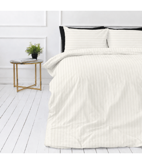 Premium satiinist voodipesu komplekt "Snow White Stripe Sateen". Satiinist voodipesu