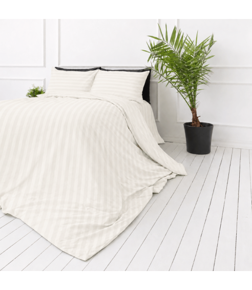Premium satiinist voodipesu komplekt "Snow White Stripe Sateen". Satiinist voodipesu