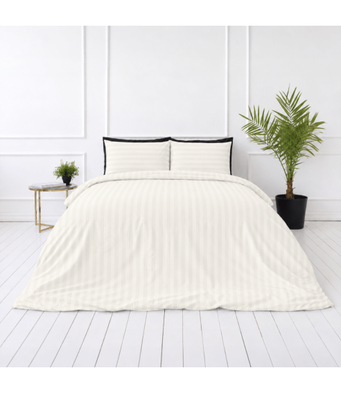 Premium satiinist voodipesu komplekt "Snow White Stripe Sateen". Satiinist voodipesu