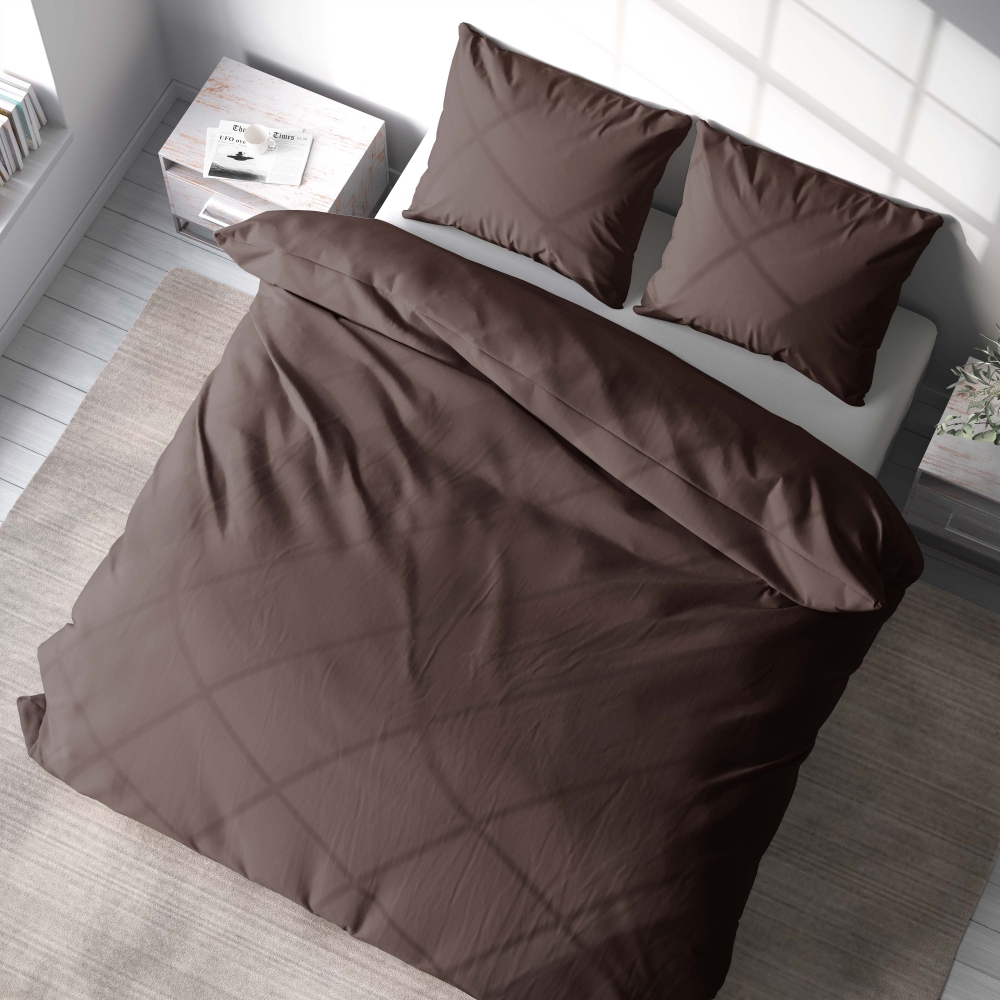 Premium satiinist voodipesu komplekt "Brown". Satiinist voodipesu, 140x200 cm, 200x200 cm, 200x220 cm. Luksuslik pruun voodipesu komplekt, mis sobib ideaalselt keerulise ja sooja magamistoa kujundamiseks.
