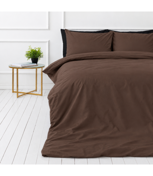 Premium satiinist voodipesu komplekt "Brown". Satiinist voodipesu