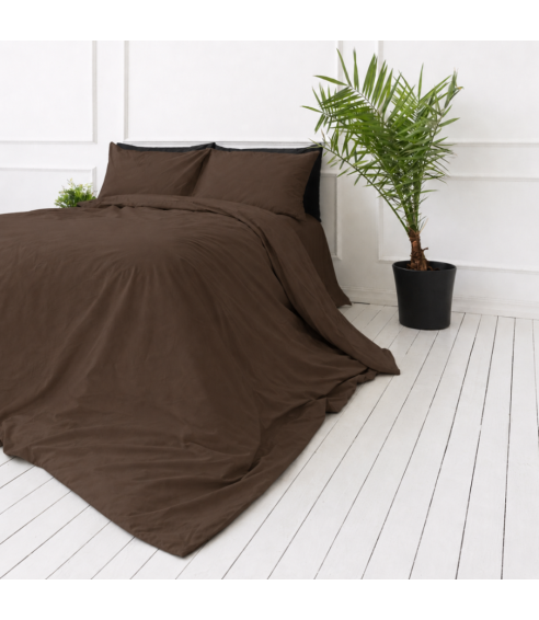 Premium satiinist voodipesu komplekt "Brown". Satiinist voodipesu