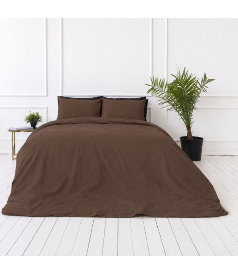 Premium satiinist voodipesu komplekt "Brown". Satiinist voodipesu