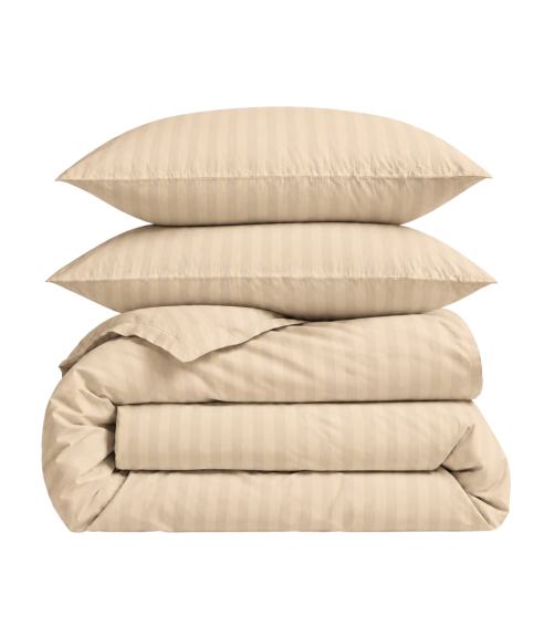 Premium satiinist voodipesu komplekt "Champagne Stripe Sateen". Satiinist voodipesu