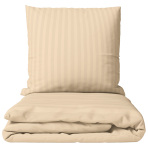 Premium satiinist voodipesu komplekt "Champagne Stripe Sateen". Voodipesu komplektid 150x200, 140x200 cm, 150x200 cm, 160x200 cm, 180x200 cm, 200x200 cm, 200x220 cm, 220x240 cm. Kreemikas liivatoonides voodipesukomplekt peene triibumustriga