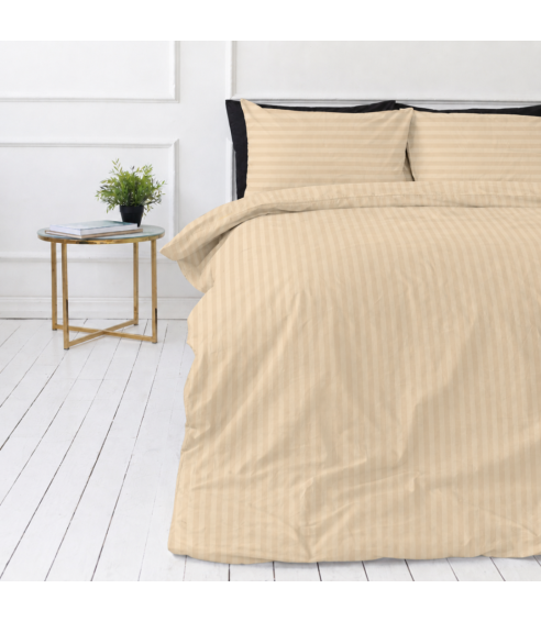 Premium satiinist voodipesu komplekt "Champagne Stripe Sateen". Satiinist voodipesu