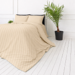 Premium satiinist voodipesu komplekt "Champagne Stripe Sateen". Voodipesu komplektid 150x200, 140x200 cm, 150x200 cm, 160x200 cm, 180x200 cm, 200x200 cm, 200x220 cm, 220x240 cm. Liivatooni voodipesukomplekt õrna satiinise triibuefektiga