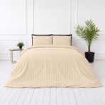Premium satiinist voodipesu komplekt "Champagne Stripe Sateen". Voodipesu komplektid 150x200, 140x200 cm, 150x200 cm, 160x200 cm, 180x200 cm, 200x200 cm, 200x220 cm, 220x240 cm. Hele kreemikas voodipesukomplekt peene triibumustriga