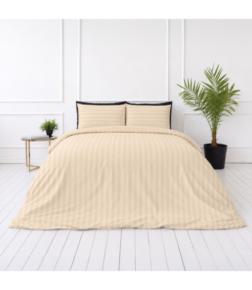 Premium satiinist voodipesu komplekt "Champagne Stripe Sateen". Satiinist voodipesu