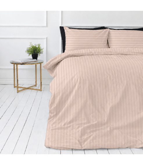 Premium satiinist voodipesu komplekt "Classic Coffee Stripe Sateen". Satiinist voodipesu