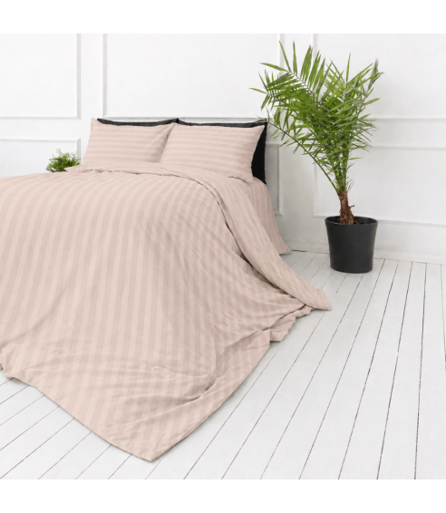 Premium satiinist voodipesu komplekt "Classic Coffee Stripe Sateen". Satiinist voodipesu