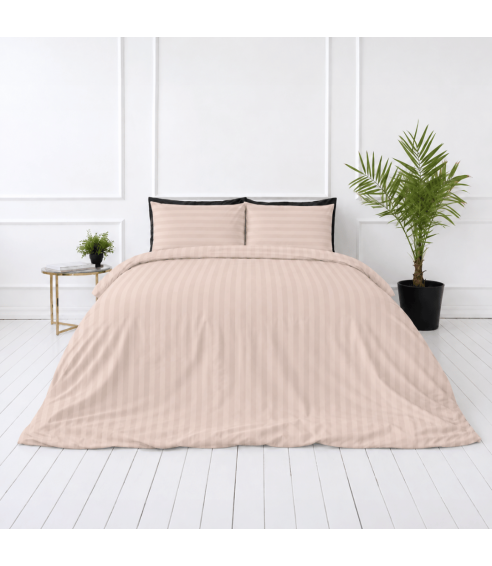 Premium satiinist voodipesu komplekt "Classic Coffee Stripe Sateen". Satiinist voodipesu
