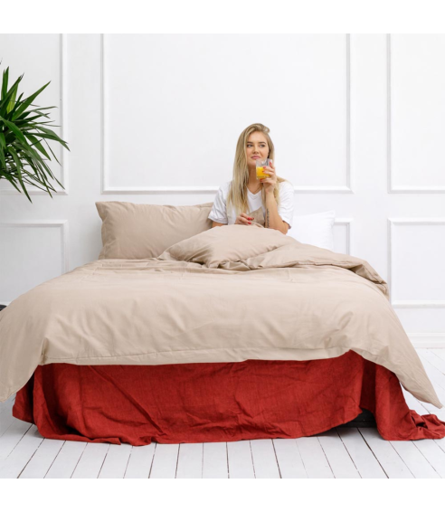 Premium satiinist voodipesu komplekt „Classic coffee“. Satiinist voodipesu