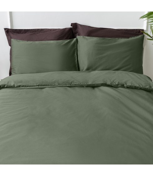 Premium satiinist voodipesu komplekt "Dark green". Satiinist voodipesu