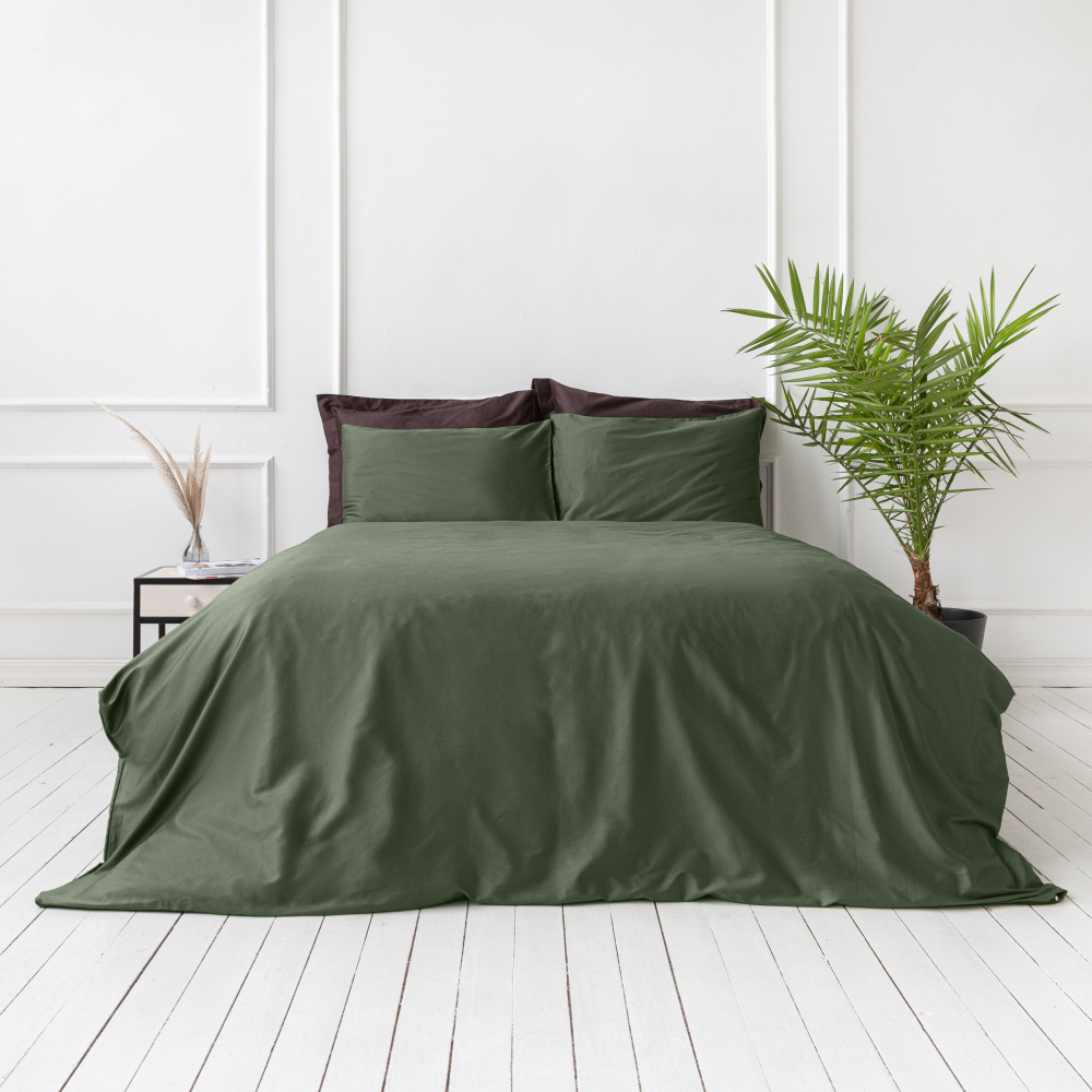Premium satiinist voodipesu komplekt "Dark green". Satiinist voodipesu, 140x200 cm, 200x200 cm, 200x220 cm