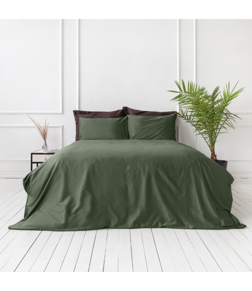 Premium satiinist voodipesu komplekt "Dark green". Satiinist voodipesu