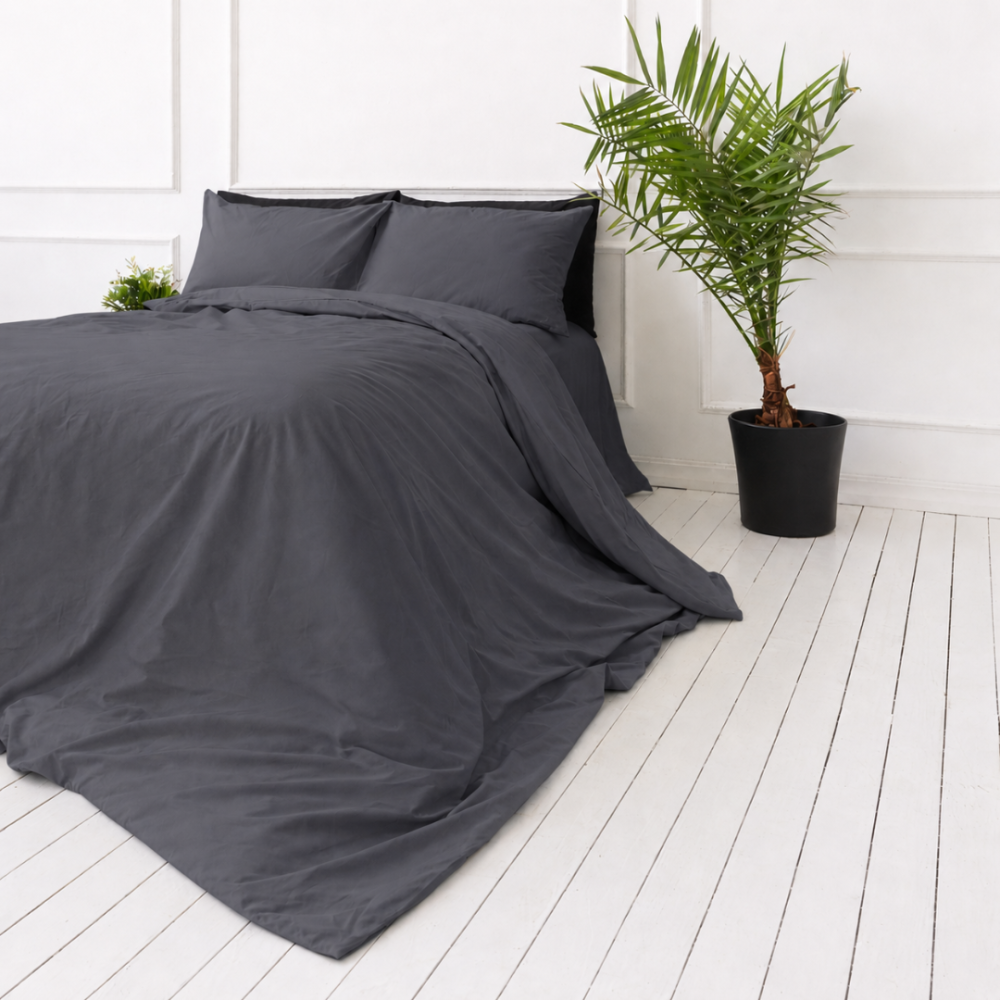 Premium satiinist voodipesu komplekt "Dark Grey sateen". Voodipesu komplektid 150x200, 140x200 cm, 150x200 cm, 160x200 cm, 180x200 cm, 200x200 cm, 200x220 cm, 220x240 cm