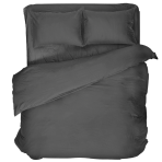 Premium satiinist voodipesu komplekt "Graphite Satin“. Satiinist voodipesu, 140x200 cm, 200x200 cm, 200x220 cm.  ciemno grafitowa pościel z minimalistycznym designem i subtelnymi pionowymi paskami.