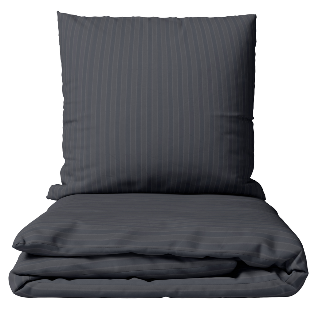 Premium satiinist voodipesu komplekt "Graphite Stripe Satin“. Satiinist voodipesu, 140x200 cm, 200x200 cm. Tumehall voodipesu komplekt peente triipudega.