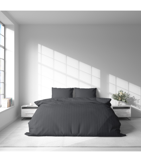 Premium satiinist voodipesu komplekt "Graphite Stripe Satin“. Satiinist voodipesu