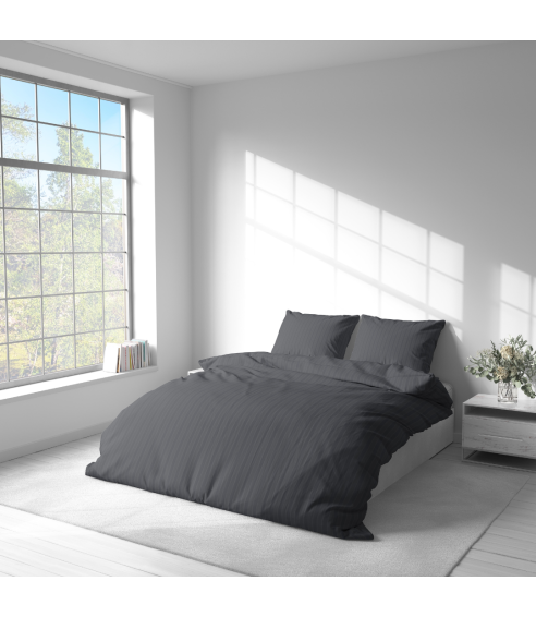 Premium satiinist voodipesu komplekt "Graphite Stripe Satin“. Satiinist voodipesu