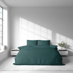 Premium satiinist voodipesu komplekt "Green Stripe Satin“. Satiinist voodipesu, 140x200 cm, 200x200 cm. Moodne puuvillane komplekt tumeroheliste triipudega.