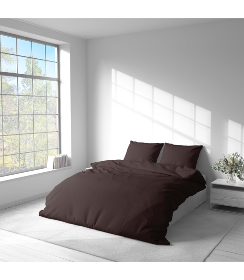 Premium satiinist voodipesu komplekt "Chesnut glow". Satiinist voodipesu