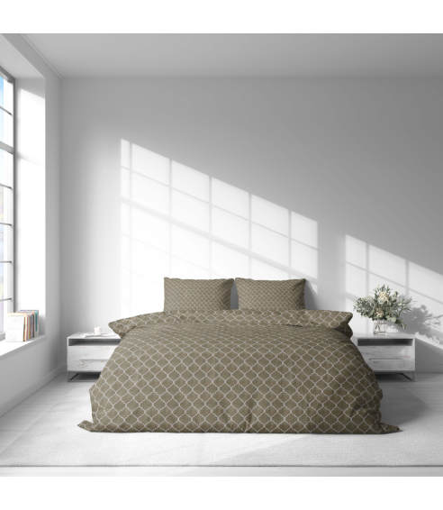 Premium satiinist voodipesu komplekt "Morocco forest grey". Satiinist voodipesu