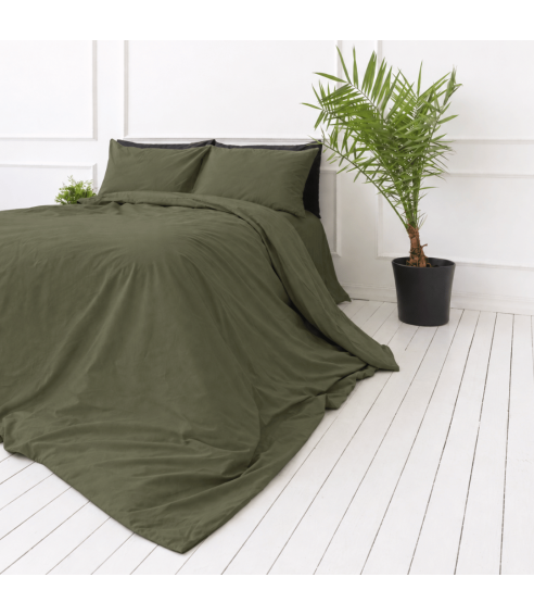 Premium satiinist voodipesu komplekt "Moss Green sateen". Satiinist voodipesu