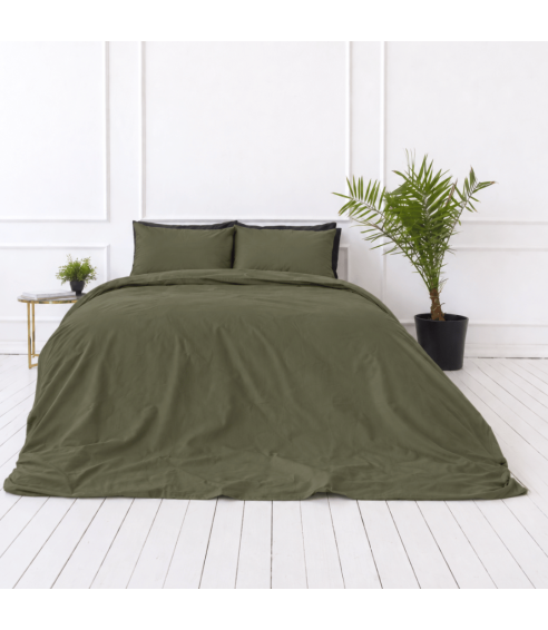 Premium satiinist voodipesu komplekt "Moss Green sateen". Satiinist voodipesu