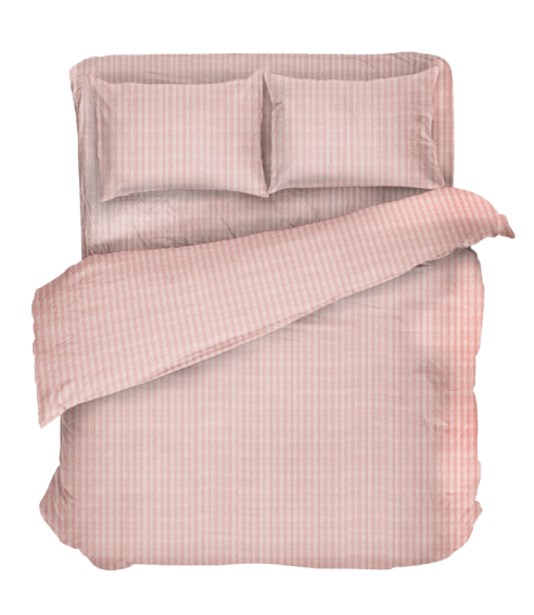 Premium satiinist voodipesu komplekt "Peachy Stripe Satin“. Satiinist voodipesu