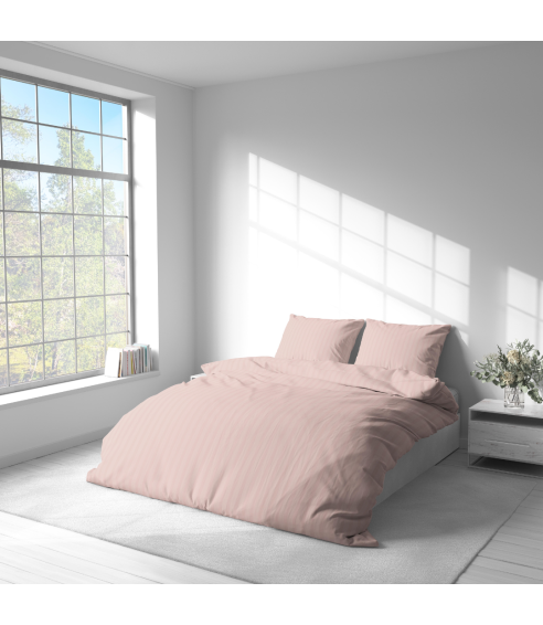 Premium satiinist voodipesu komplekt "Peachy Stripe Satin“. Satiinist voodipesu