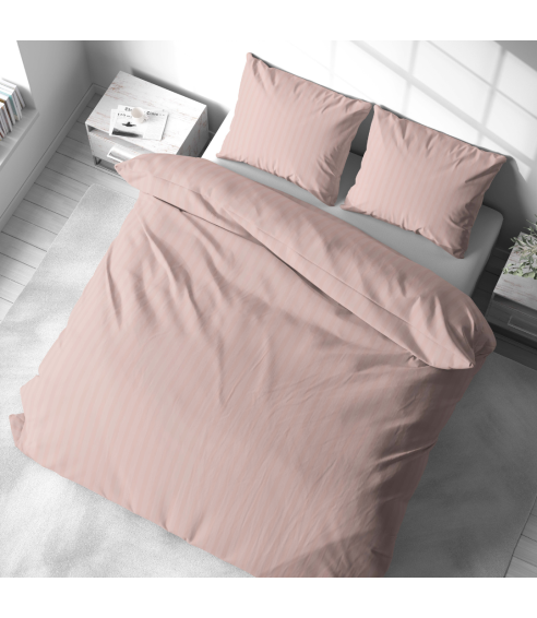 Premium satiinist voodipesu komplekt "Peachy Stripe Satin“. Satiinist voodipesu