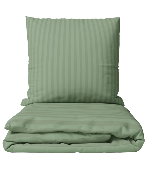 Premium satiinist voodipesu komplekt "Pistachio Stripe Sateen". Satiinist voodipesu