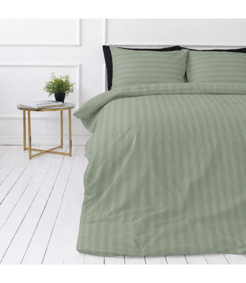 Premium satiinist voodipesu komplekt "Pistachio Stripe Sateen". Satiinist voodipesu