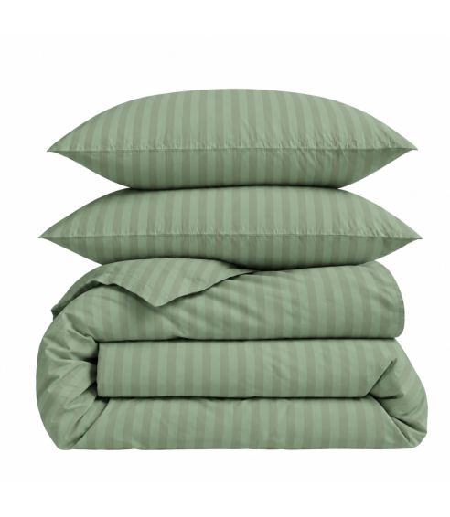 Premium satiinist voodipesu komplekt "Pistachio Stripe Sateen". Satiinist voodipesu