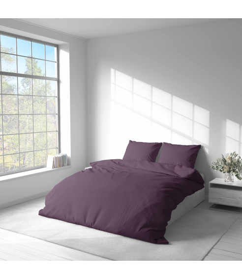 Premium satiinist voodipesu komplekt "Plum glow". Satiinist voodipesu