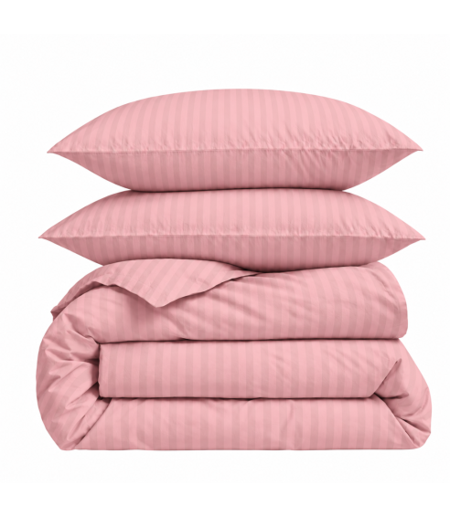 Premium satiinist voodipesu komplekt "Seashell Pink Stripe Sateen". Satiinist voodipesu