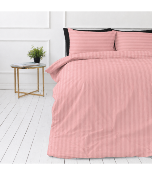 Premium satiinist voodipesu komplekt "Seashell Pink Stripe Sateen". Satiinist voodipesu