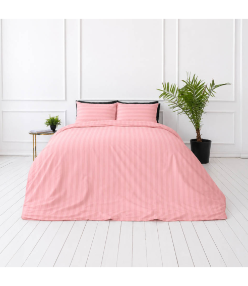 Premium satiinist voodipesu komplekt "Seashell Pink Stripe Sateen". Satiinist voodipesu