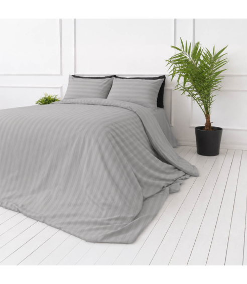 Premium satiinist voodipesu komplekt "Silver Stripe Sateen". Satiinist voodipesu