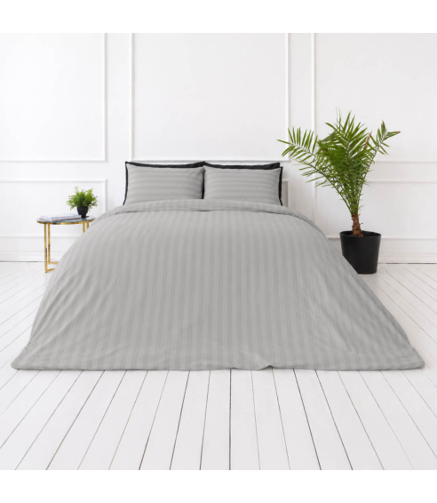 Premium satiinist voodipesu komplekt "Silver Stripe Sateen". Satiinist voodipesu
