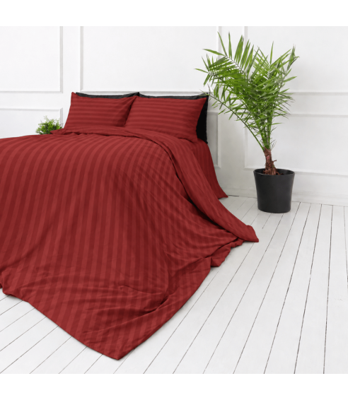 Premium satiinist voodipesu komplekt "Sun-dried Tomato Stripe Sateen". Satiinist voodipesu