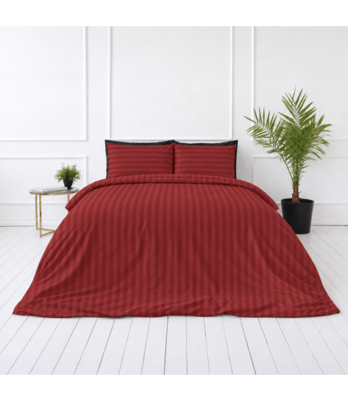 Premium satiinist voodipesu komplekt "Sun-dried Tomato Stripe Sateen". Satiinist voodipesu