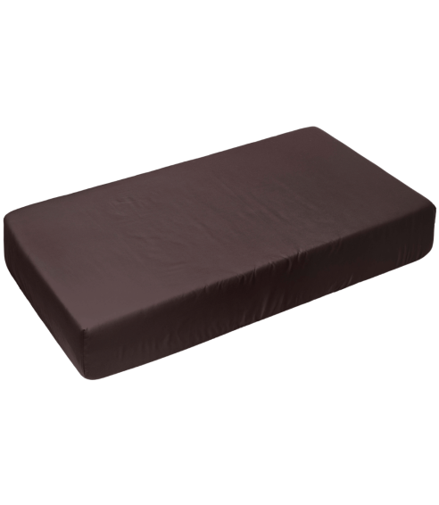Satiinist kummiga voodilina „Brown Sateen“. Kummiga voodilina 90x200