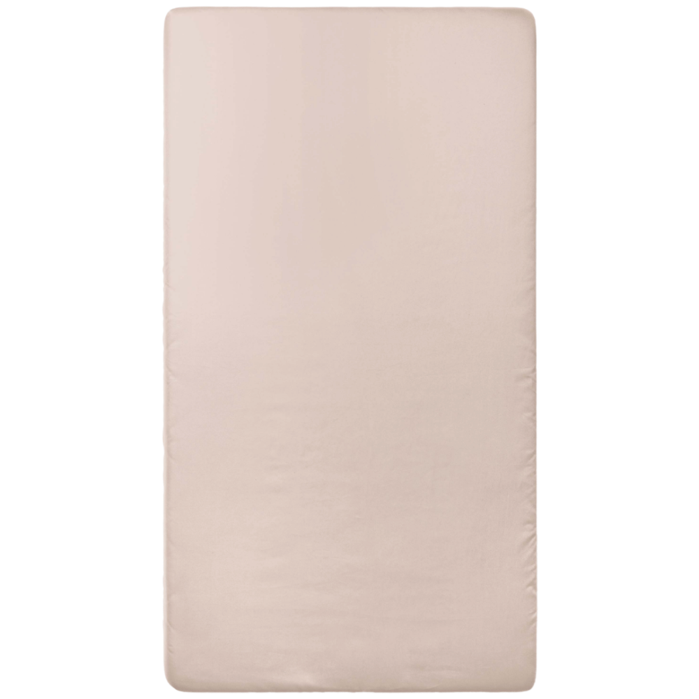 Satiinist kummiga voodilina „Classic Coffee Sateen“. Kummiga voodilina 160x200, 90x200 cm, 140x200 cm, 160x200 cm, 180x200 cm. Helebeež kummiga voodilina õrna roosaka alatooniga.